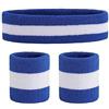 XPEX Fascia saldante per la testa sportiva a righe, set di fasce per il sudore (1 fascia e 2 braccialetti), set di fasce per il sudore per uomini e donne (a)