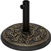 Outsunny Base per Ombrellone 9kg in Resina con Finiture in Bronzo Φ45.5 x 31.5cm Nero|Aosom