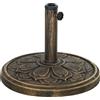Outsunny Base per Ombrellone da 12 kg con Manovella Integrata, in Resina, Metallo e Cemento, Ø46x33 cm, Bronzo
