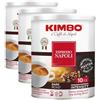 Kimbo Caffè Macinato, Miscela Espresso Napoli, Intensità 10/13, Tostatura Scura, Barattolo in Metallo, 250 gr (Confezione da 3)