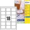 Avery Italia J8161-25 Etichette adesive in carta bianca, 25 fogli A4, rettangolari 63,5x46,6mm, 18 etichette per foglio, adesivo permanente, stampanti inkjet