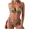 GORGLITTER Bikini da donna, set da 2 pezzi, costume da bagno con allacciatura al collo, bikini a vita alta, perizoma a triangolo, costume da bagno in due pezzi, con lacci, marrone, XS