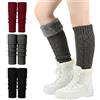 powerking 3 paia di scaldamuscoli invernali foderati in pile per donne pattinaggio scaldamuscoli a maglia lunga calzini per pattinaggio da donna, nero+rosso+grigio scuro, Etichettalia unica