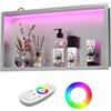 Bernkot Doccia a parete in acciaio inox con LED RGB, nicchia da parete, con telecomando, 60 cm x 30 cm, colore: argento