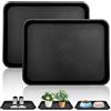 LEKEFETO Set di 2 vassoi per scarpe, grandi scolapiatti, in plastica con bordo rialzato, per animali domestici, giardino, scarpe, per interni ed esterni, colore nero, 42 x 32 x 3 cm
