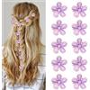 ELNX 10 Fermagli per Capelli Fiore Viola - Mini Mollette con Strass da 2cm per Ragazze e Donne, Matrimonio & Quotidiano