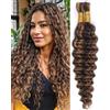 Unipearl Deep Curly Bulk Human Braiding Hair for Boho Braids Human Hair 2 Bundles 45 cm 18 pollici 100 g, #4/30 Ombre Brown Water Wave Extension per donne extension in capelli veri