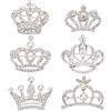 HOBBIESAY 6 stile di spilla corona di strass da donna spilla con risvolto in cristallo piccola spilla elegante in argento per zaino da sposa decorazione di abbigliamento, Strass