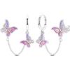 Hapour S925 Orecchini da donna con pendente in argento Sterling, con farfalla e libellula, orecchini a lobo con ciondolo a forma di farfalla, in argento con zirconia, Argento sterling, Zirconia cubica