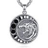 AEONSLOVE Collana Vichinga Uomo Donna Collana Lupo Vichingo Argento 925 Ciondolo Luna e Lupo Fenrir Amuleto Nordico Gioielli Vichinghi Uomo Regalo Vichingo Vintage