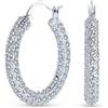 Bling Jewelry Orecchini a cerchio con pavé di zirconi cubici incrostati per sposa, per donne, in ottone placcato argento, diametro 1,3.