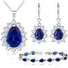 Crystalline Azuria Donna 18ct Placcato Oro Lacrima Zaffiro simulato Blu Cristalli di Zirconi Parure Collana Orecchini Bracciale