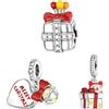 NUNUYAYA Charm Bead Ciondolo in Argento Sterling 925 GlowDark Christmas Gift Box Love Cat con Zirconia Pendenti Compatibile con Braccialetti e Collane europei,Compleanno di Natale Perline Donne 3pcs