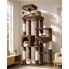 Globlazer Tiragraffi per Gatti Leopardo XL, Albero Gatti Grandi 167 cm con Grande Piattaforma Imbottiti Trespoli Grotte Cesto, Torre del Gatto Stabile per 2-4 Grandi Gatti Adulti (F65B, Leopardo)