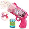 Blubbel Sparabolle di Sapone LED, Pistola Giochi, Macchina Automatica, Bubble Gun, Cannone d'Aria, Giocattolo Matrimonio, Regalo Estivo Bambini, 120ml Liquido Incluso