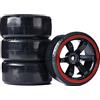 KEEDA RC Drift Car Ruote in Plastica e Pneumatici, 63mm Pneumatici Duri per 1/10 on Road Racing Drift Car Veicoli Parti (Nero & Rosso)