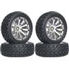 KINGCOO RC, set di pneumatici e ruote per auto, 4 pezzi, pneumatici in gomma da 75 mm, ruote in plastica, 10 raggi per 1/10 RC su strada Racing 1/16 RC Rally Auto per Kyosho Tamiya HSP HPI (argento)