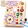Konijiwa Tabella attività Montessori Licorne Gioco in Legno per 1 2 3 Anni, Board con 10 Interruttori 23 Luci LED, Gioco di Apprendimento Sensoriale per Bambine