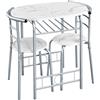 Yaheetech Set Mobili da Bar Tavolo e 2 Sedie Sala da Pranzo Cucina Bianco