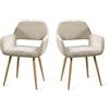 MEUBLE COSY Poltrona Imbottita Sedia da Salotto con Braccioli Poltroncina Relax in Tessuto con Braccioli Gambe in Metallo per Camera da Letto Soggiorno, Beige