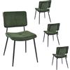 meublescosy MEUBLE COSY Set di 4 Sedie da Pranzo Retro Imbottito con Schienale Senza Braccioli in Tessuto Gambe in Metallo per Cucina Sala Soggiorno, Spugna, Verde