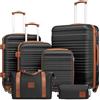 COOLIFE Set di Valigie Rigida 6 Pezzi, Set Valigie con Borsone da Viaggio Espandibile Palestra e Borsa da Toilette, Valigia con 4 Rotelle Girevoli360°e TSA Serratura