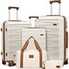 Sea choice Set di valigie 5 pezzi Bagaglio a Mano Ultra Leggero ABS Set Valige Trolley contiene 1 astuccio per cosmetici e 1 borsa portatile con 4 ruote e serratura TSA