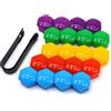 QitinDasen 20 Pezzi 19 mm Auto Ruote Copridado Set, Tappo Dado Bullone Ruota, Tappo a Vite Mozzo Ruote Auto Universale, Coperchio Dado Pneumatico Esagonali (Rosso Giallo Blu Verde Viola)