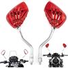 APEBAZY Specchietto retrovisore universale per moto cromato con design a teschio e artigli adatto per moto sportive da strada, chopper e cruiser, con bullone per specchietto (Rosso)