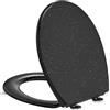 YEAUPE PRO Tavoletta wc Universali O Forma,Sedile WC Urea-Formaldeide Chiusura Ammortizzata tavoletta wc con Sgancio Rapido a un Pulsante, Motivo in Marmo Nero 44,6 * 37,5 * 5,2CM