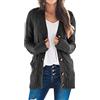Generisch Cardigan da donna nero corto boho lungo patchwork cappotto cardigan tasche anteriore maglione cardigan cardigan donna lana, grigio scuro, S