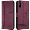 Bravoday Cover per Xiaomi Redmi 9A / Redmi 9AT, Flip Custodia in Pelle PU Portafoglio Custodia per Xiaomi Redmi 9A / Redmi 9AT, con Slot per Schede, Vino Rosso