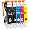 MEGOFFICE Cartucce inchiostro 530 531 XXL Compatibile con Canon PGI-530 CLI-531 5Pack