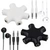 Ziyonix Audio Sdoppiatore 5 Entrate, Sdoppiatore Cuffie Adattatore Jack Aux 3,5 mm Adattatore per Cuffie Sdoppiatore Cuffie per Smartphone, PC, MP3, MP4, Laptop, TV (Nero + Bianco)