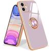 Urarssa Cover Compatibile con iPhone 11 Custodia Ultra Sottile Morbida TPU Silicone Custodia con 360° Regolabile Anello Magnetica Supporto Ring Cover per iPhone 11 Viola
