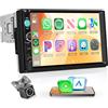 Rimoody Wireless Carplay Autoradio 1 Din con You-Tube Wireless Android Auto iOS/Android Mirror Link 7 Pollici Touchscreen Autoradio Bluetooth FM Radio USB/AUX/EQ Controllo del volante Telecamera Posteriore