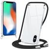 Xylota Cover con Cordino per iPhone X/iPhone XS 5,8,Trasparente Custodia con Laccio Tracolla Regolabile Corda Collana Catena, Ultra Sottile Silicone TPU + PC Antiurto AntiGraffio Protettiva Case,Nero