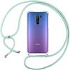 ISOI La Custodia Trasparente per Cellulare per Xiaomi Redmi 9 con Cordino può Essere trasportata Casualmente Come Una Borsetta o Una Tracolla Quando esci - Verde
