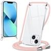 Xylota Cover con Cordino per iPhone 13 mini 5,4,Trasparente Custodia con Laccio Tracolla Regolabile Corda Collana Catena, Ultra Sottile Silicone TPU + PC Antiurto AntiGraffio Protettiva Case,Oro Rosa