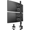 HUANUO Supporto verticale per doppio monitor, supporto per monitor impilato per 2 monitor con regolazione dell'altezza Braccio per monitor del computer supporta due da 17 a 32 pollici con morsetto a