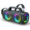 VUOPAX Cassa Bluetooth Portatile, 140W Potente con 2 Subwoofer e 2 Tweeter, Impermeabile IP65 per Esterni, Batteria 24h, Luci RGB, per Feste, Giardino, Spiaggia - Connessioni AUX/USB/TF e TWS