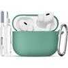 TNSNK Silicone per AirPods Pro 2nd/1st Case Cover, Pine Leaf Green | Morbido, leggero, antiscivolo, antigraffio, ricarica cablata/wireless. Pennello pulitore + chiavetta.