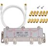 Justech Splitter Satellitare a 6 vie TV Aerial Splitte per Cavo Coassiale Alta Qualità Splitter 5-2500MHz per Divisione Cavo Antenna Segnale Coassiale dell'antenna CATV