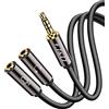 J&D Cavo da 3,5 mm a 2 cavi da 3,5 mm da 3,5 mm a 2 cavi da 3,5 mm da 3,5 mm TRRS maschio a 2 x 3,5 mm TRS femmina per cuffie microfono a Y, splitter adattatore audio stereo, 0,65 m