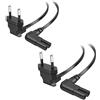 Cable Matters Confezione da 2 cavi di alimentazione angolati a 2 poli - 1 m, spina angolata a 90° tipo C (CEE 7/16) su cavo C7, cavo di alimentazione Euro per TV, PS5, PS4, Xbox, radio, nero