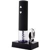 Majestic CVT 15N - Cavatappi Elettronico con Batteria Base di Ricarica e Tagliasigillo, colore Nero