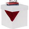 Relaxdays Pouf Contenitore, Sgabello Pieghevole in bambù, Poggiapiedi Imbottito con Coperchio, HLP 35x35x35 cm, Bianco