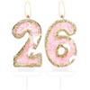 mciskin Decorazione per torta di compleanno a forma di farfalla per 26° compleanno per bambina, 26° compleanno, candele rosa e oro per festa a tema farfalle