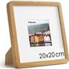 Feihorrm Cornice in legno massiccio, Cornice in quercia, con vetro temperato, per foto 20x20 cm senza passepartout o foto 9x9 cm con passepartout (Beige, 20x20 cm/ 1x)