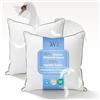 DWR Cuscino in Piuma D'oca 80x80 set di 2 | Cuscini Ergonomici a 3 Camere | 90% Piuma D'oca Bianca Esterna | Miscela di Piume Interna | Tessuto 100% Cotone Biologico | Supporto Medio | RDS e Oeko-TEX